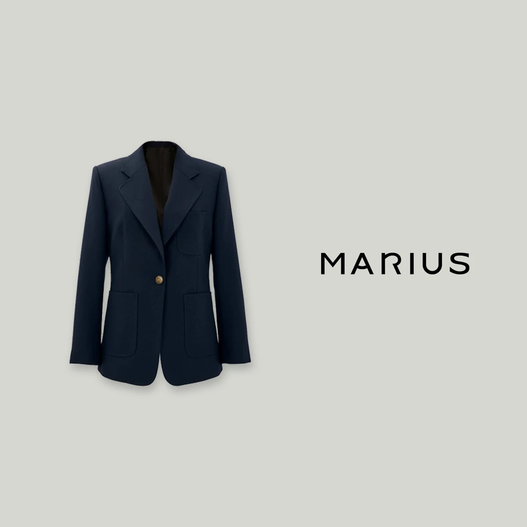 MARIUS【春夏老钱】藏青三贴袋气质黑色时尚休闲平驳领修身西装