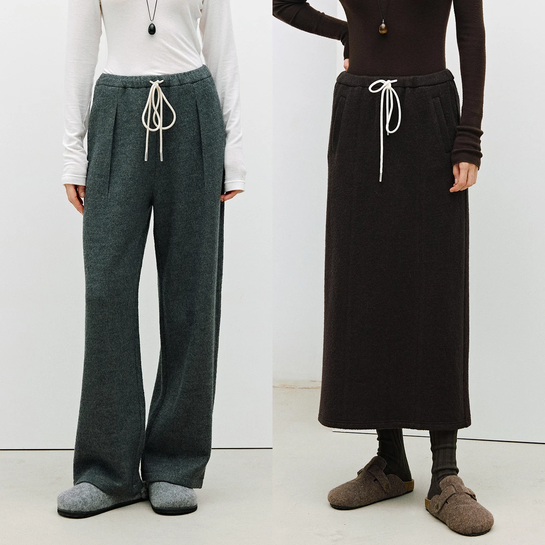 MARIUS"暖暖裤"美式休闲宽松锥型抽绳腰头长裤半裙