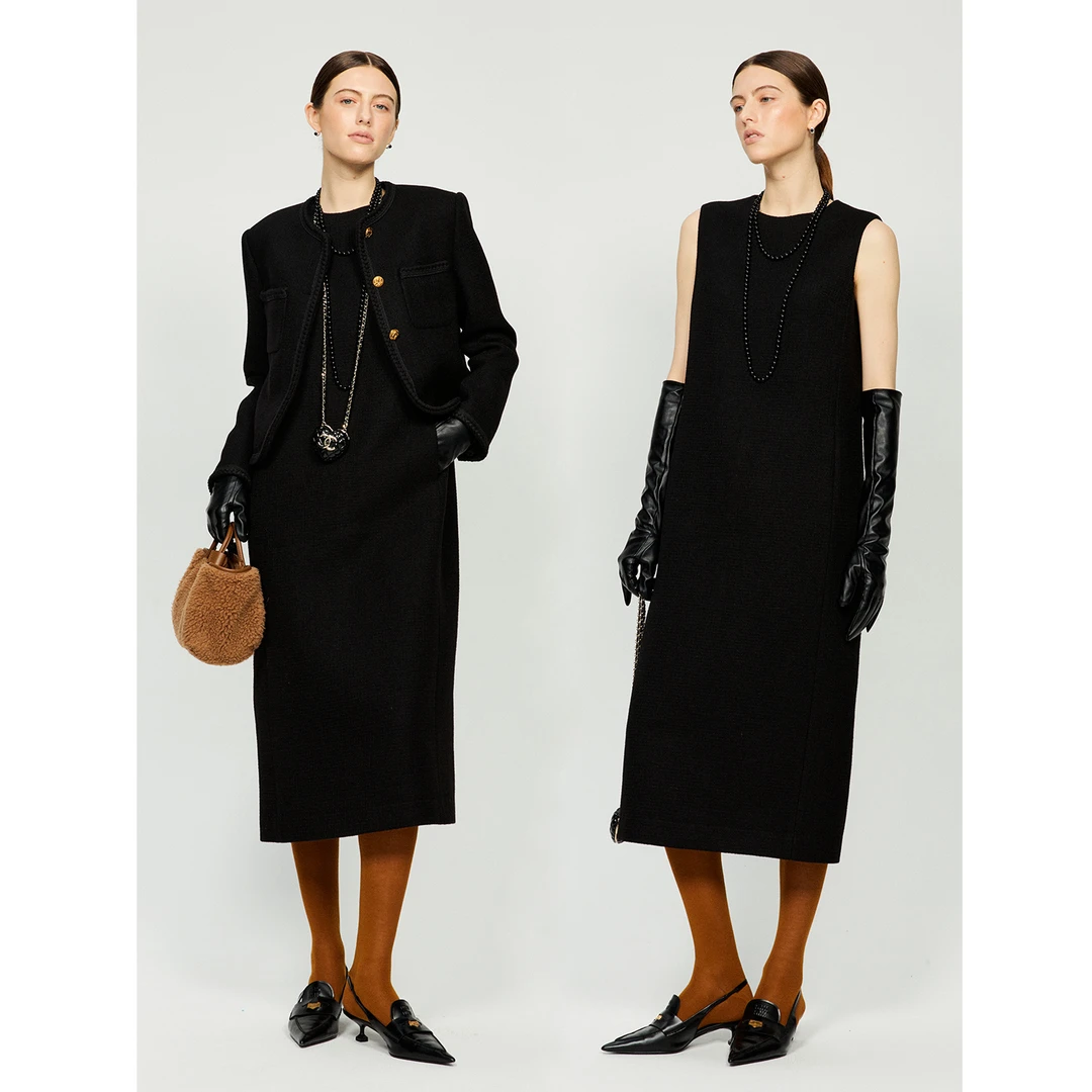 MARIUS"麻花辫"澳洲细支肌理感小香风外套女装连衣裙