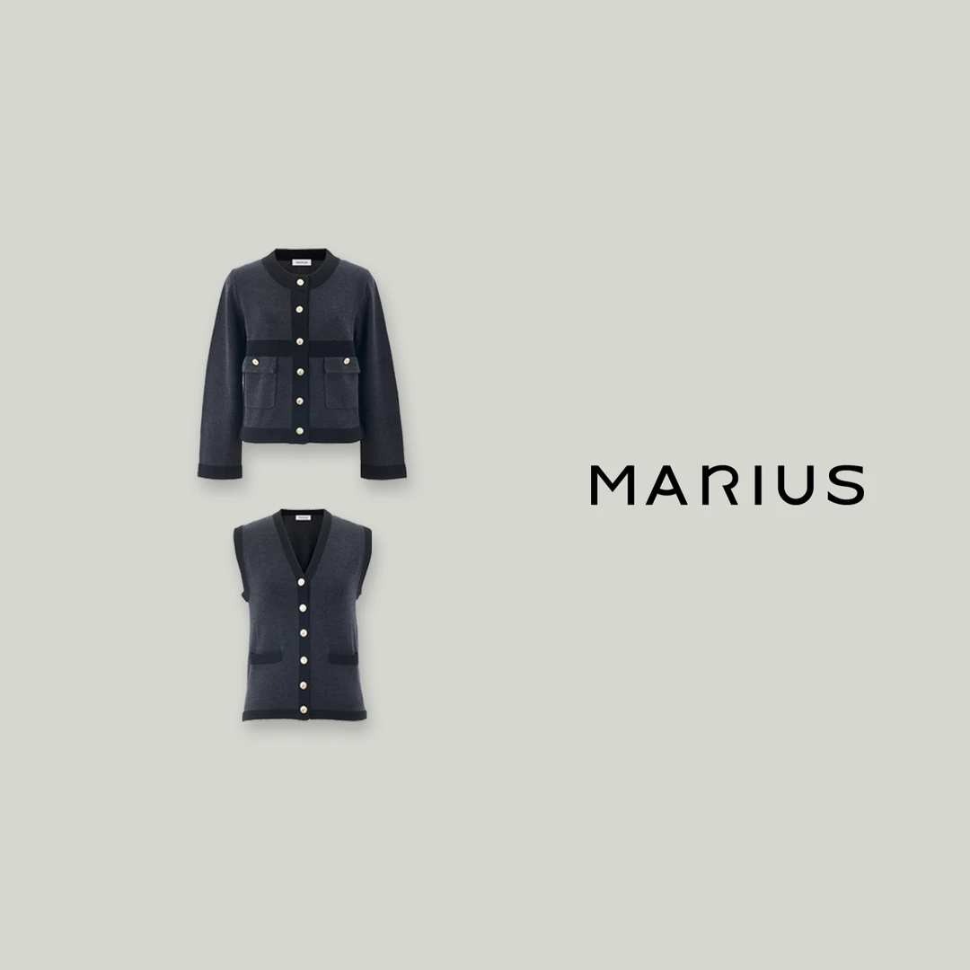 MARIUS“人人爱2.0”精选100%绵羊毛时尚十字香风开衫