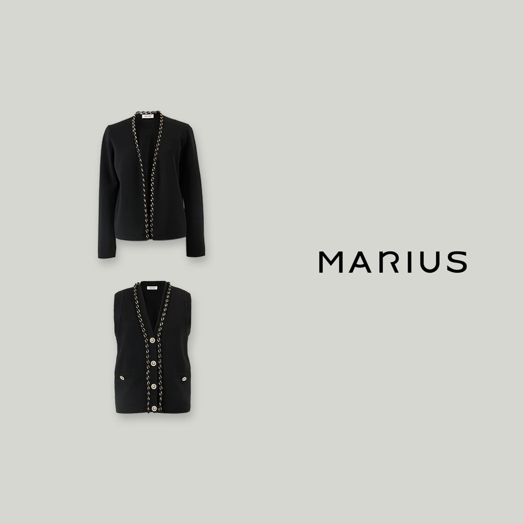 MARIUSMARIUS经典气质手工编织链条小香针织套