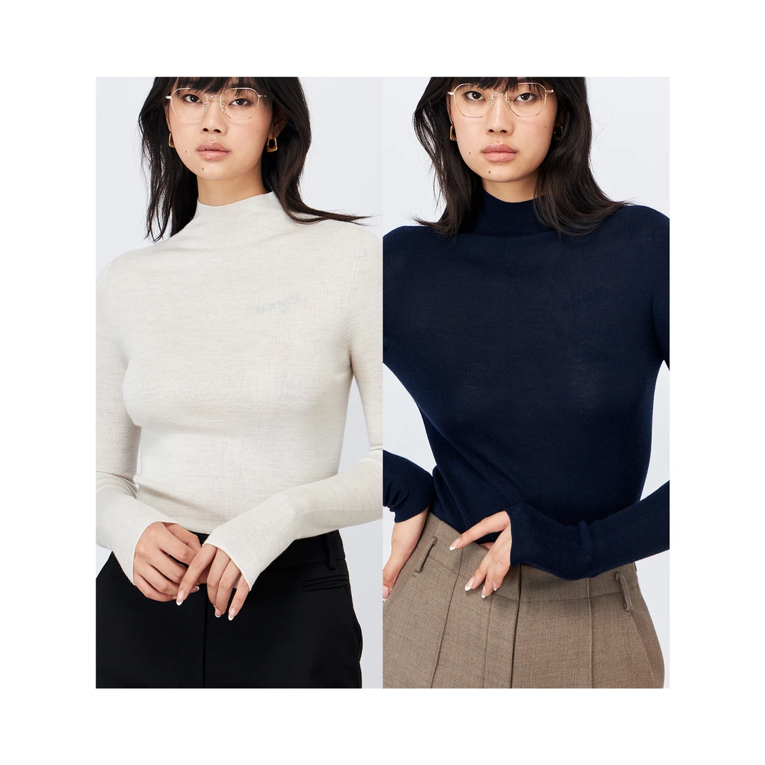 MARIUS“调色师”德国扬子美利奴羊毛修身打底衫女