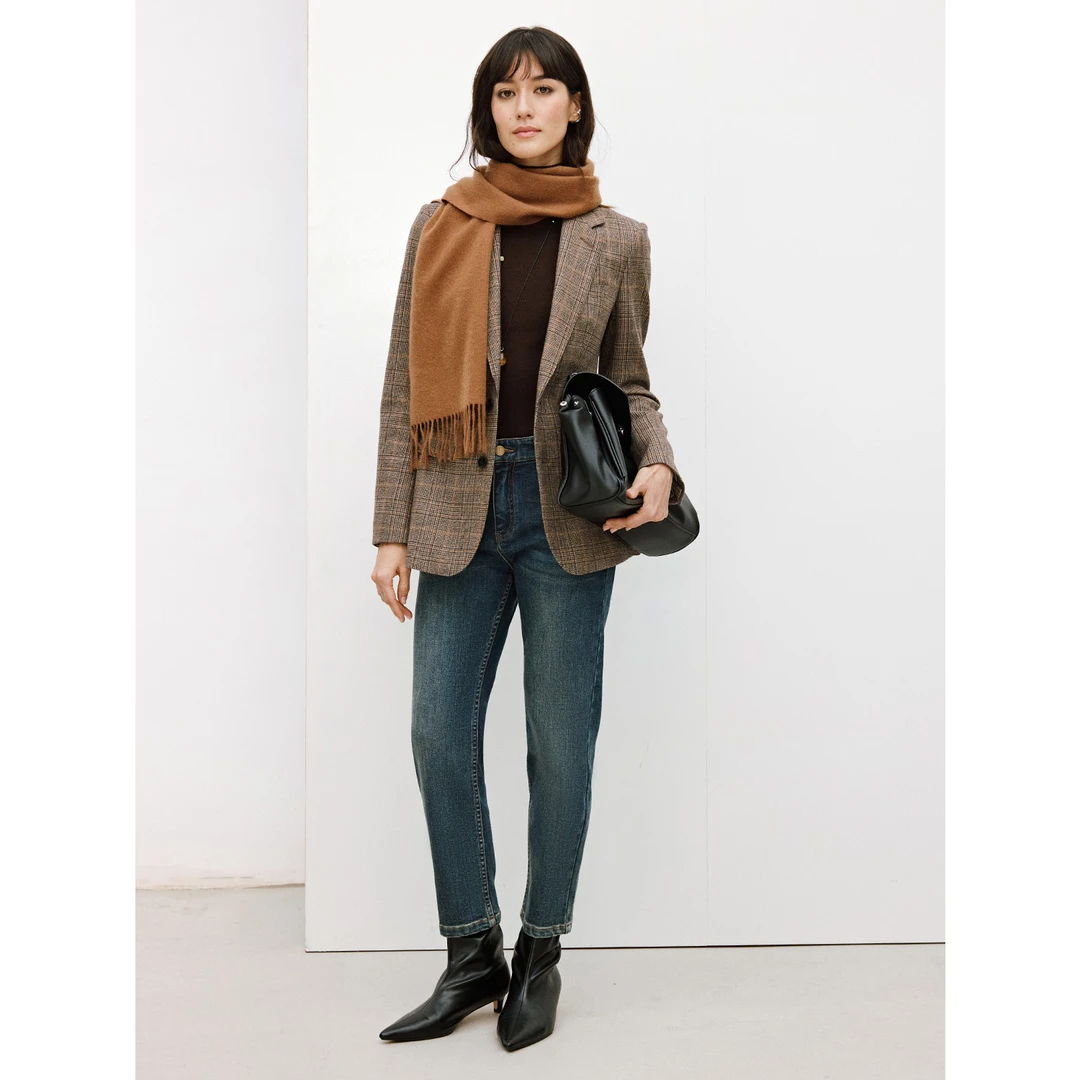 MARIUS干练简约显瘦高超模腿显瘦锥形加绒小脚牛仔裤秋冬