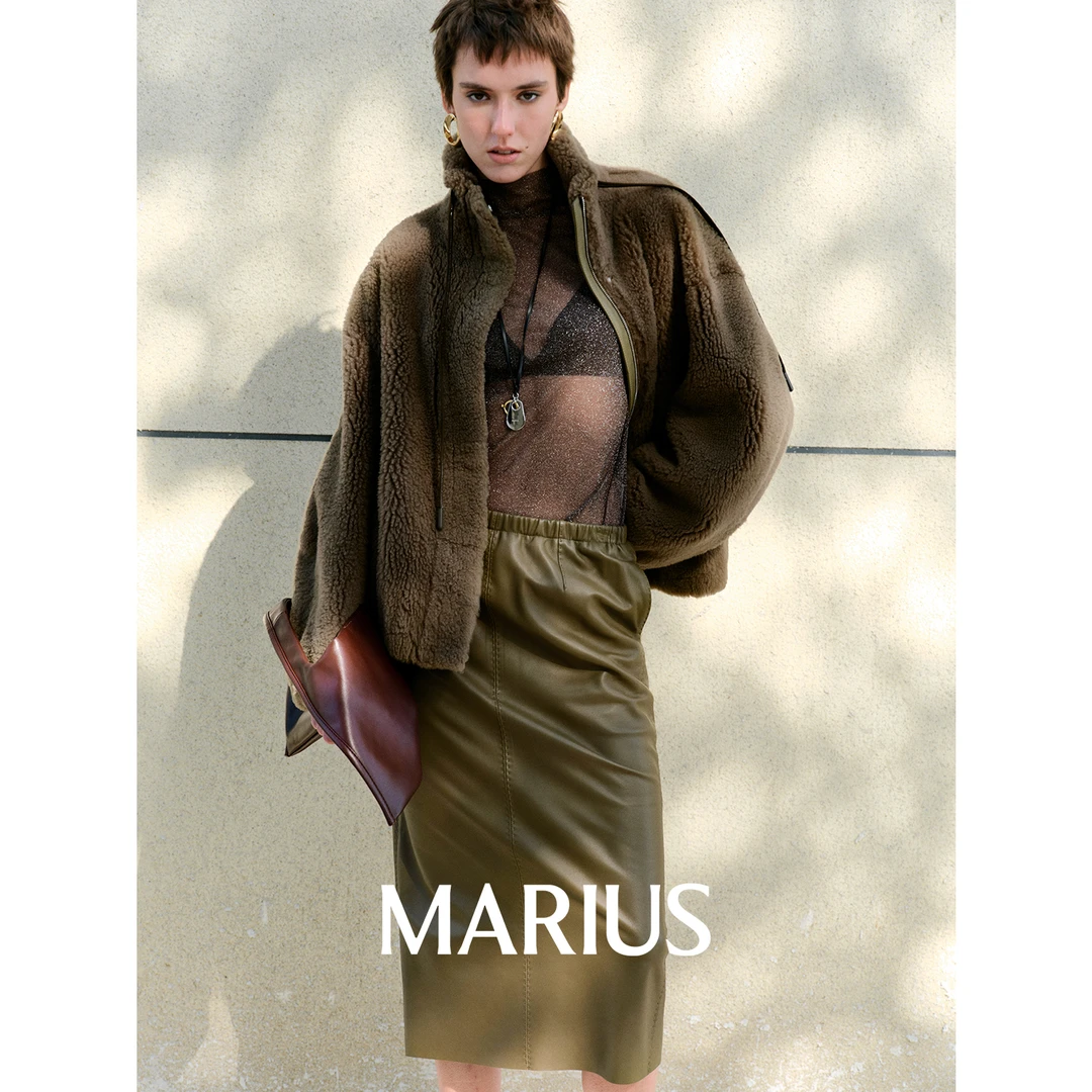 MARIUS“雪山精灵”西班牙收藏级LACON珠链拉贡皮毛一体/皮半裙