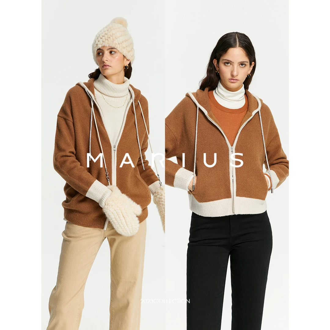 重磅羊毛圈圈纱满钻帽绳连帽休闲拉链开衫女