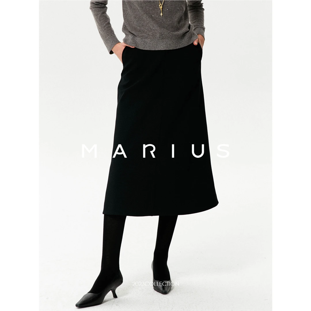 MARIUS职场通勤B入秀场大热Row风進口三醋酸佰搭极简半身裙冬