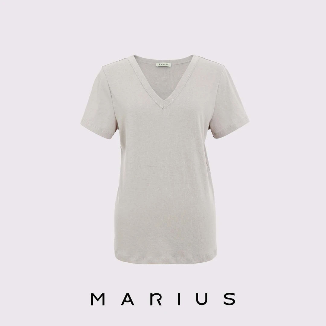 MARIUS【竹节T】竹节V领合身短袖