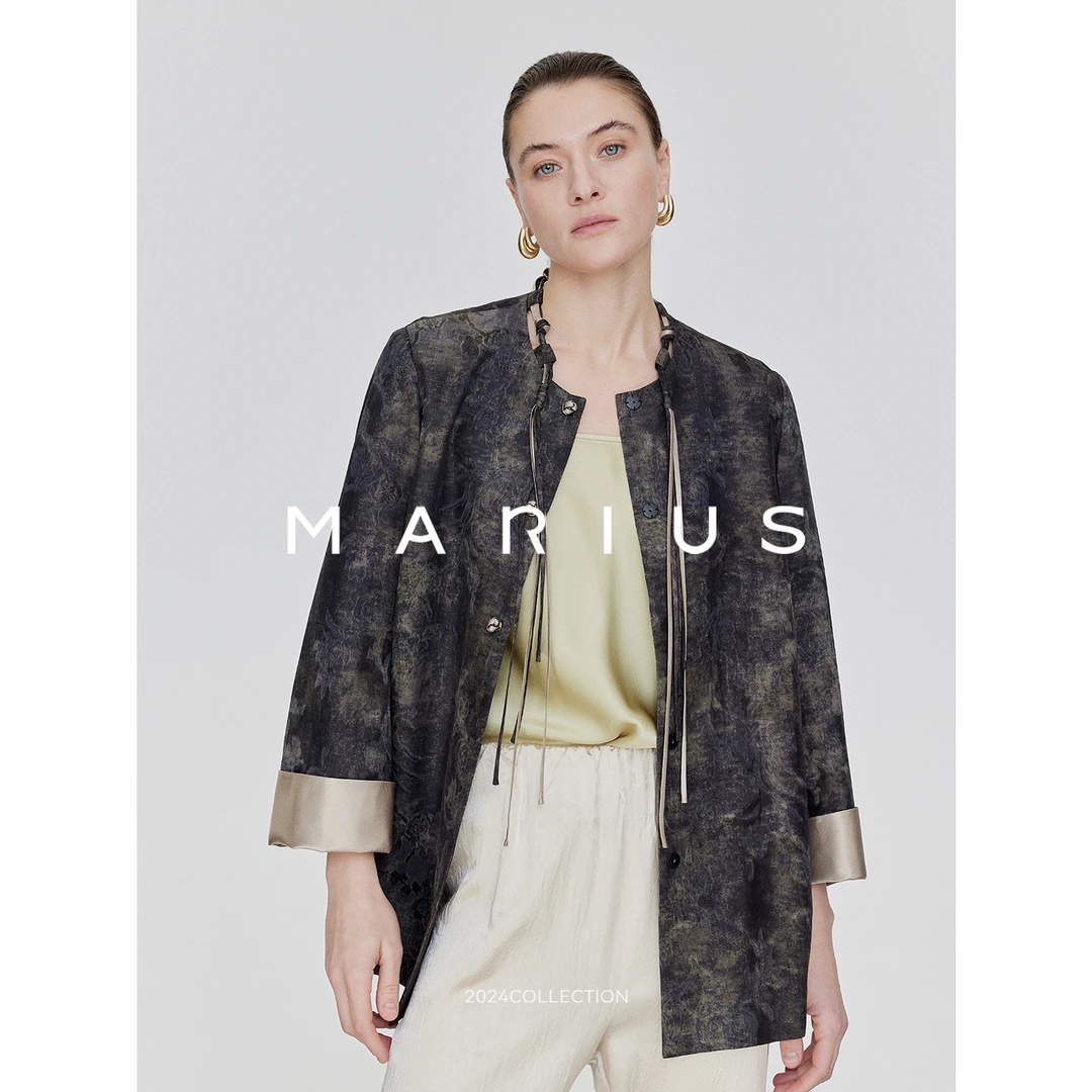 MARIUS印象江南中式外套休闲时尚通勤设计师款印花复古上衣女外套