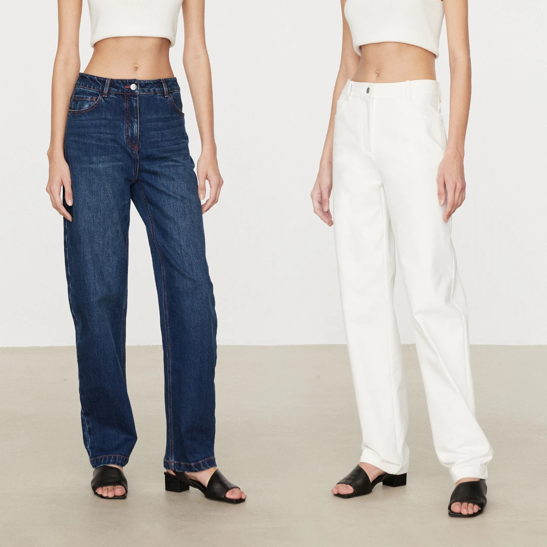 MARIUS奢级棉感白色牛仔裤女弹力莱卡棉怀旧复古洗水弯刀裤夏