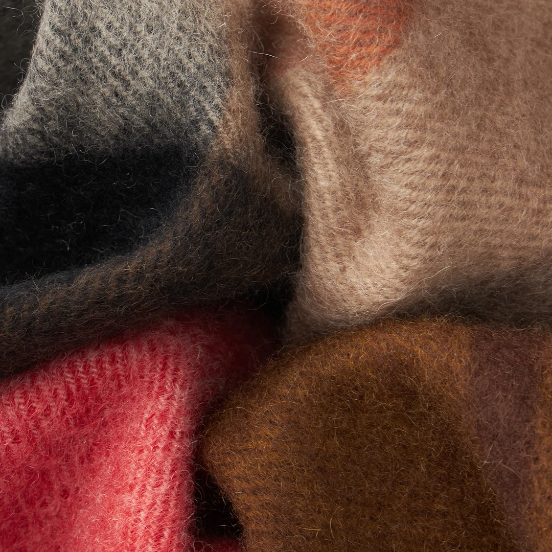 MARIUS经典重磅治愈系纯山羊绒定染水波纹格子格纹保暖冬季围巾