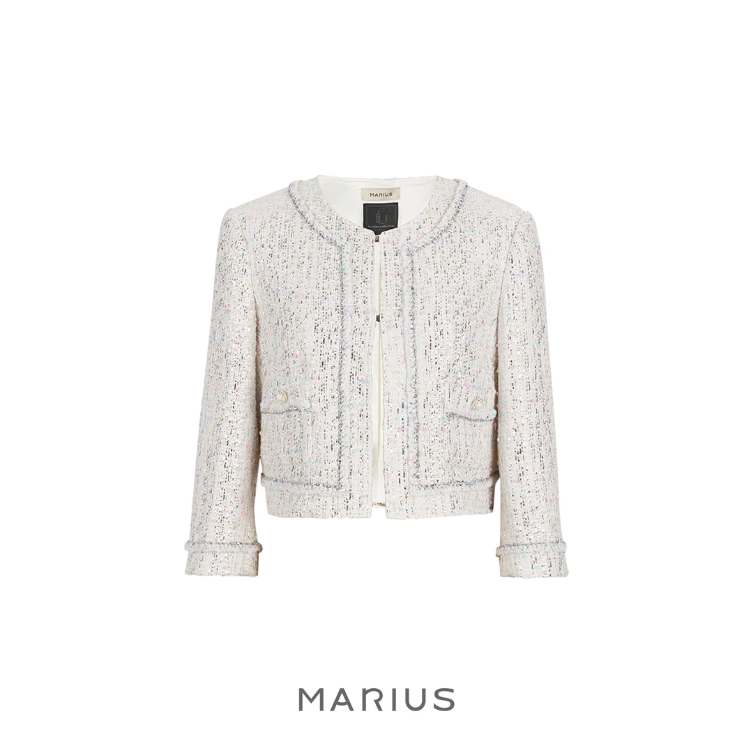 MARIUS“小甜豆”七分袖圆领小香女外套小香风气质轻奢重工时尚