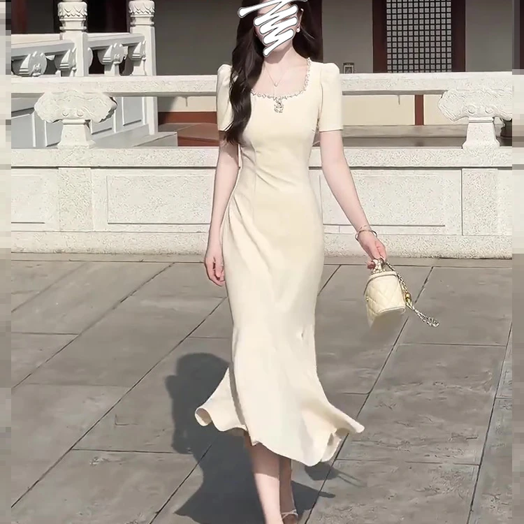 2024夏季新款法式小众赫本风小黑裙女神范高级感长裙连衣裙女971