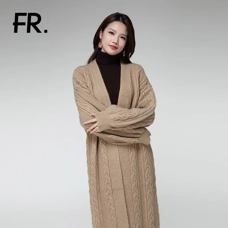 凡人优品女士毛衣外套时尚百搭宽松中长款秋冬M1302