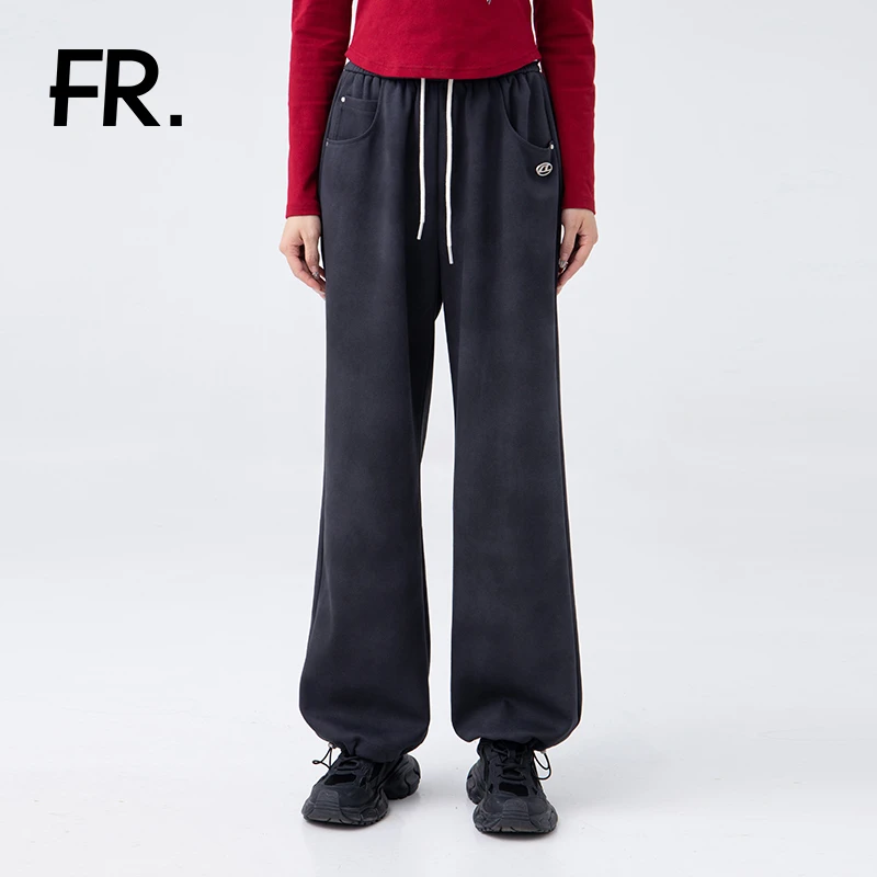 凡人优品新款秋季百搭宽松直筒运动裤女休闲美式卫裤阔腿裤U044