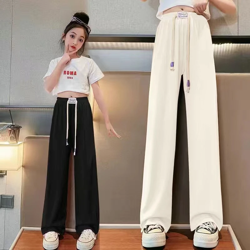 女童阔腿防蚊裤夏季薄款儿童装宝宝宽松休闲冰丝长裤春夏装裤运动