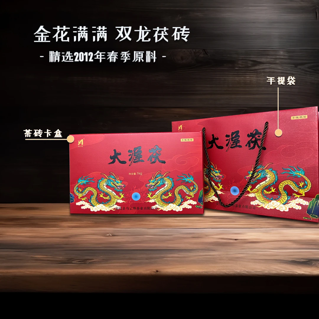 大渥茯双龙茯茶安化黑茶2012年春季原料2019年手筑金花茯砖茶 1kg