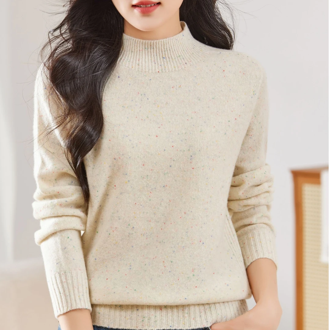 7307半高领100%纯羊毛打底衫2025秋冬新款今年流行爆款毛衣女