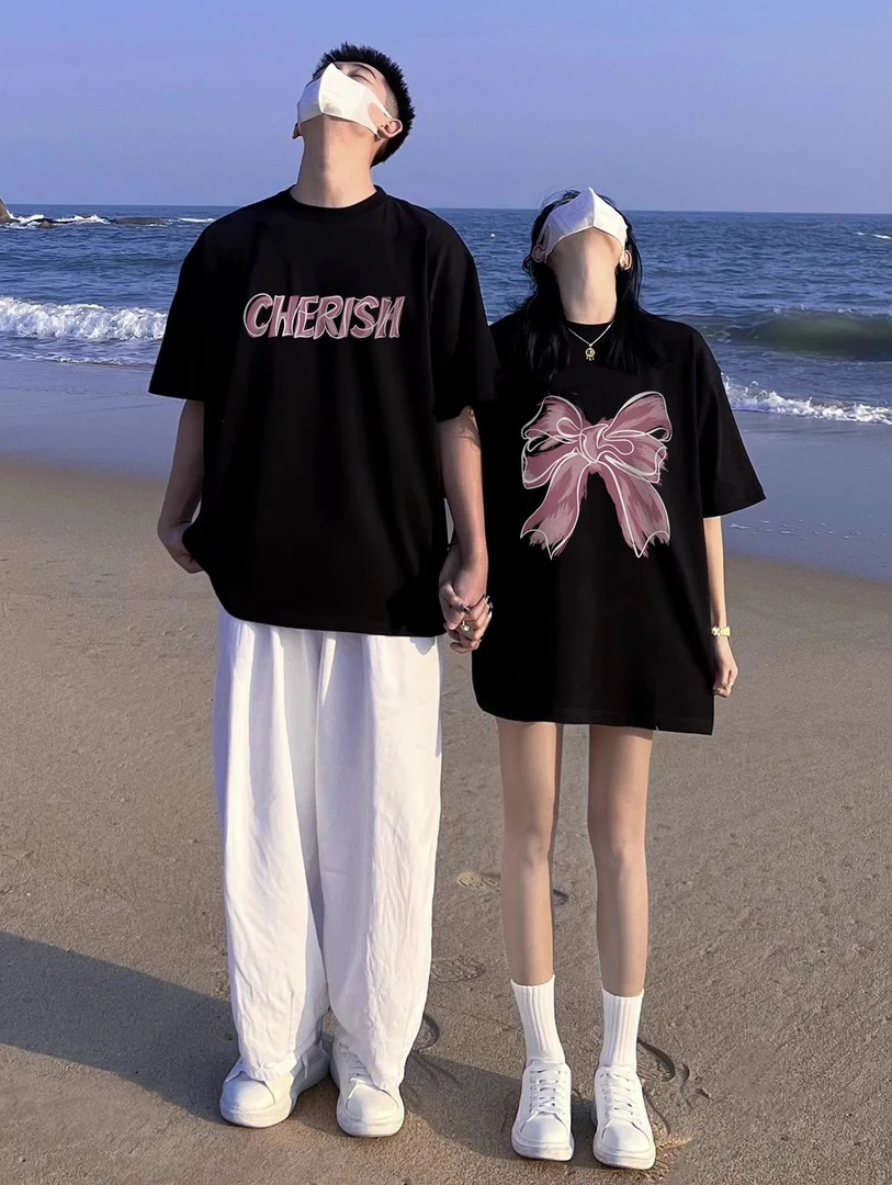 特别不一样的情侣装夏季2025新款高级感潮流纯棉休闲短袖t恤上衣