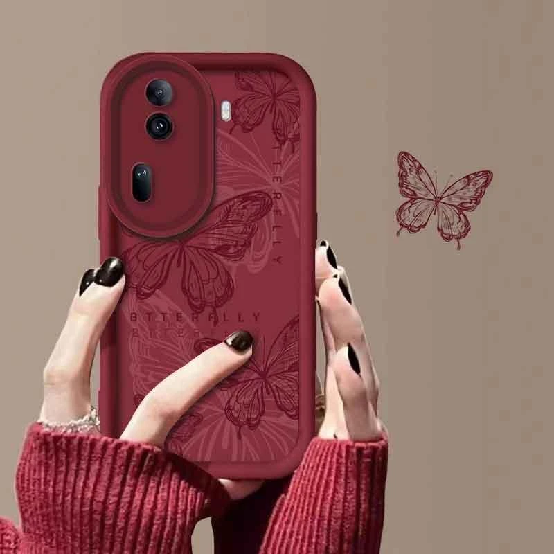 适用于oppo reno11pro手机壳欧珀RENO11PRO线条蝴蝶新年女防摔软