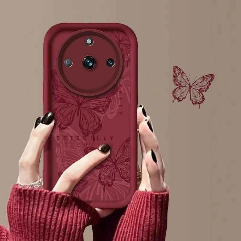 适用于realme11pro手机壳真我11PRO线条蝴蝶新年女防摔软壳全包式