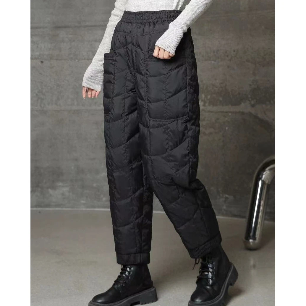 利百加 冬季宽松纯色显瘦休闲时尚高腰百搭外穿宽松羽绒裤6611