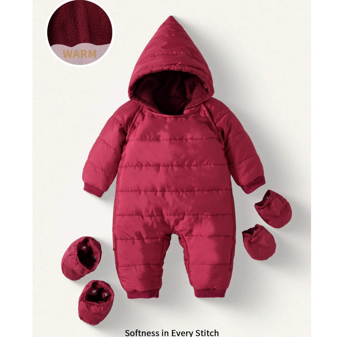 纯色仿羽绒连体哈衣