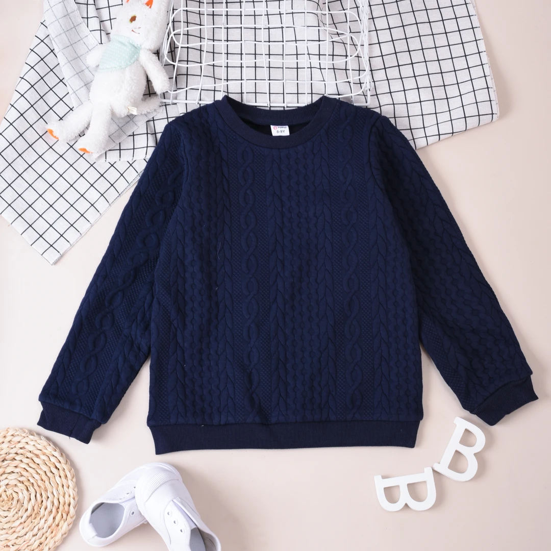 编织款套头毛衣长袖儿童圆领