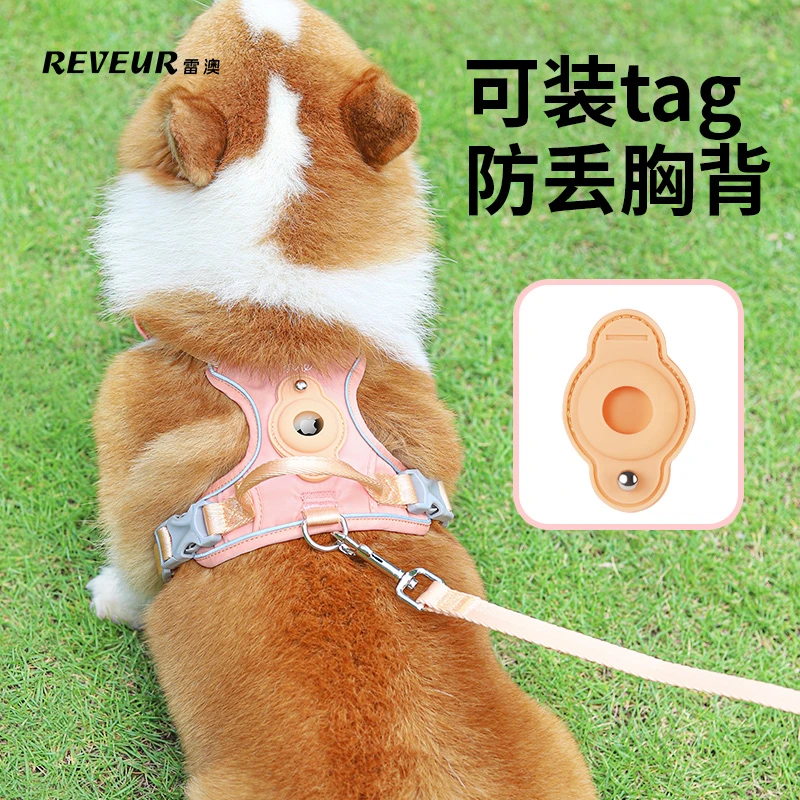狗狗牵引绳防丢AirTag胸产品外出牵宠物狗绳背心防挣脱定位器专用