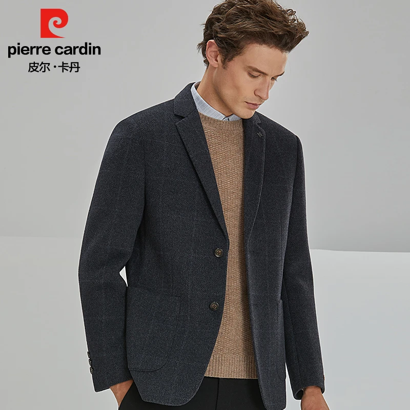 【双面呢单西】皮尔卡丹秋冬西服男式绵羊毛西装毛呢平驳领男士男装