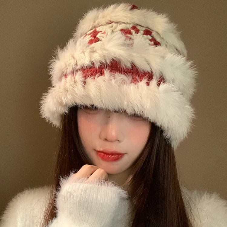 【手工编织醒狮雪花毛线帽】儿童亲子新年可爱秋冬新款氛围感保暖帽