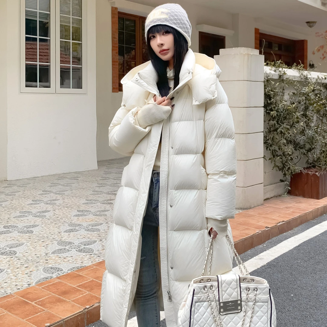 【云朵泡芙】24年新款零压感连帽加厚长款羽绒服女显瘦外套冬MT6636