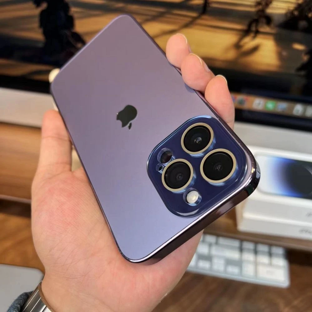 纳米手机壳14pro暗紫色磨砂玻璃13全包护镜iPhone14promax男女款