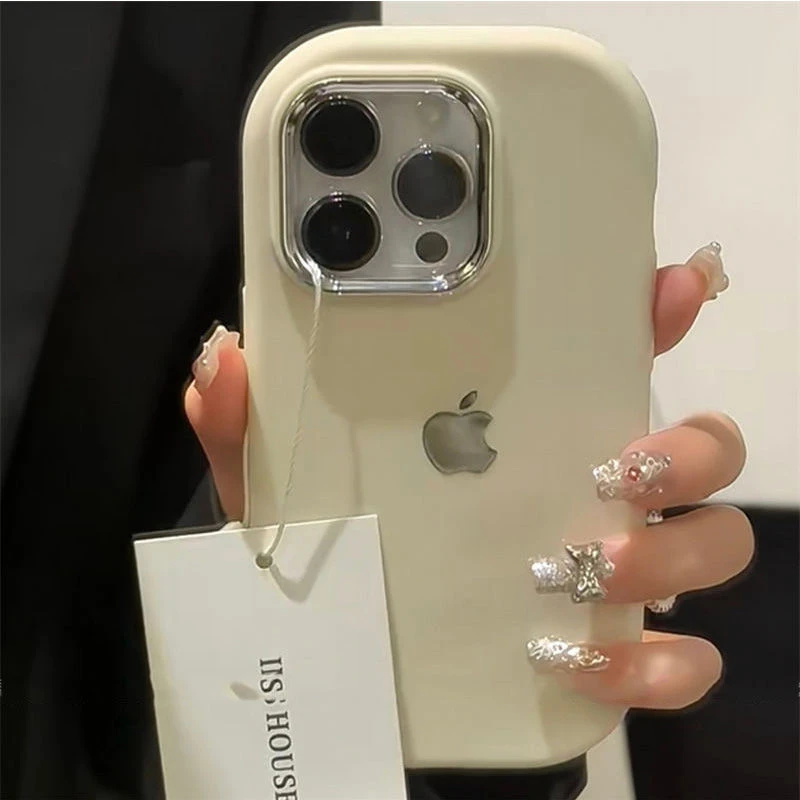 ins风椭圆形直iPhone14pro防摔软壳苹果13银色镜框护镜IP15高级x