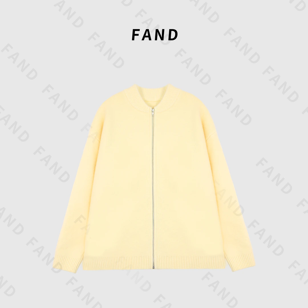 FAND饭饭【小黄人】女新款秋冬时尚口袋圆领开衫外套毛衣宽松针织衫