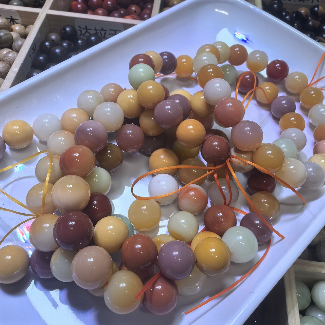 超级漏价石英质玉彩缅缅黄10+11+手串