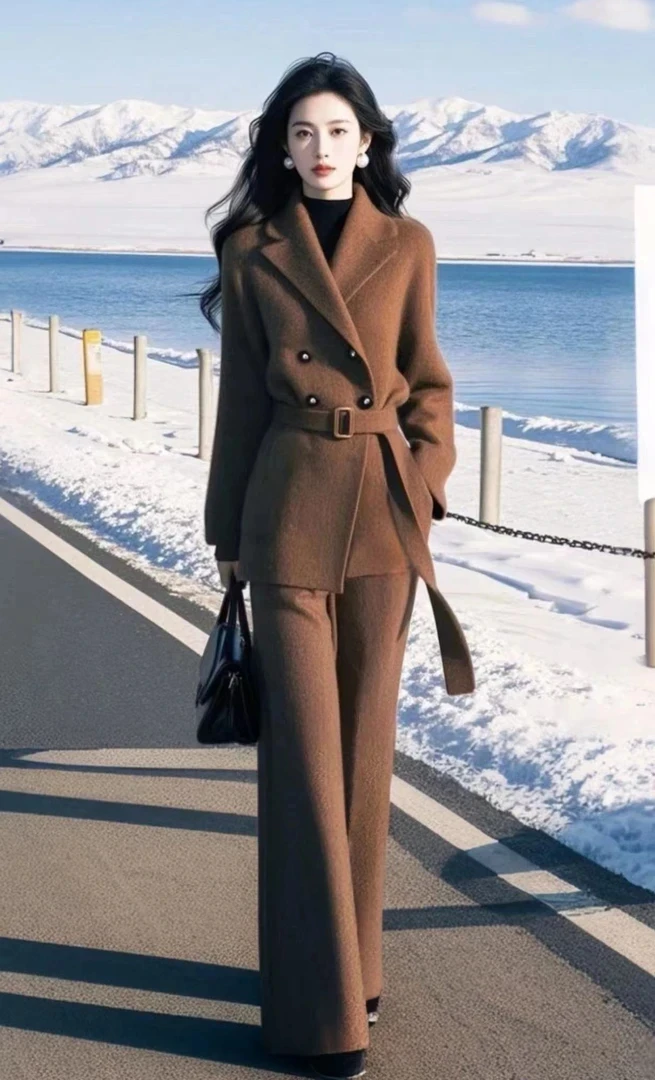 气质时尚小香风收腰显瘦外套高腰长裤2025年秋冬新款两件套女装潮