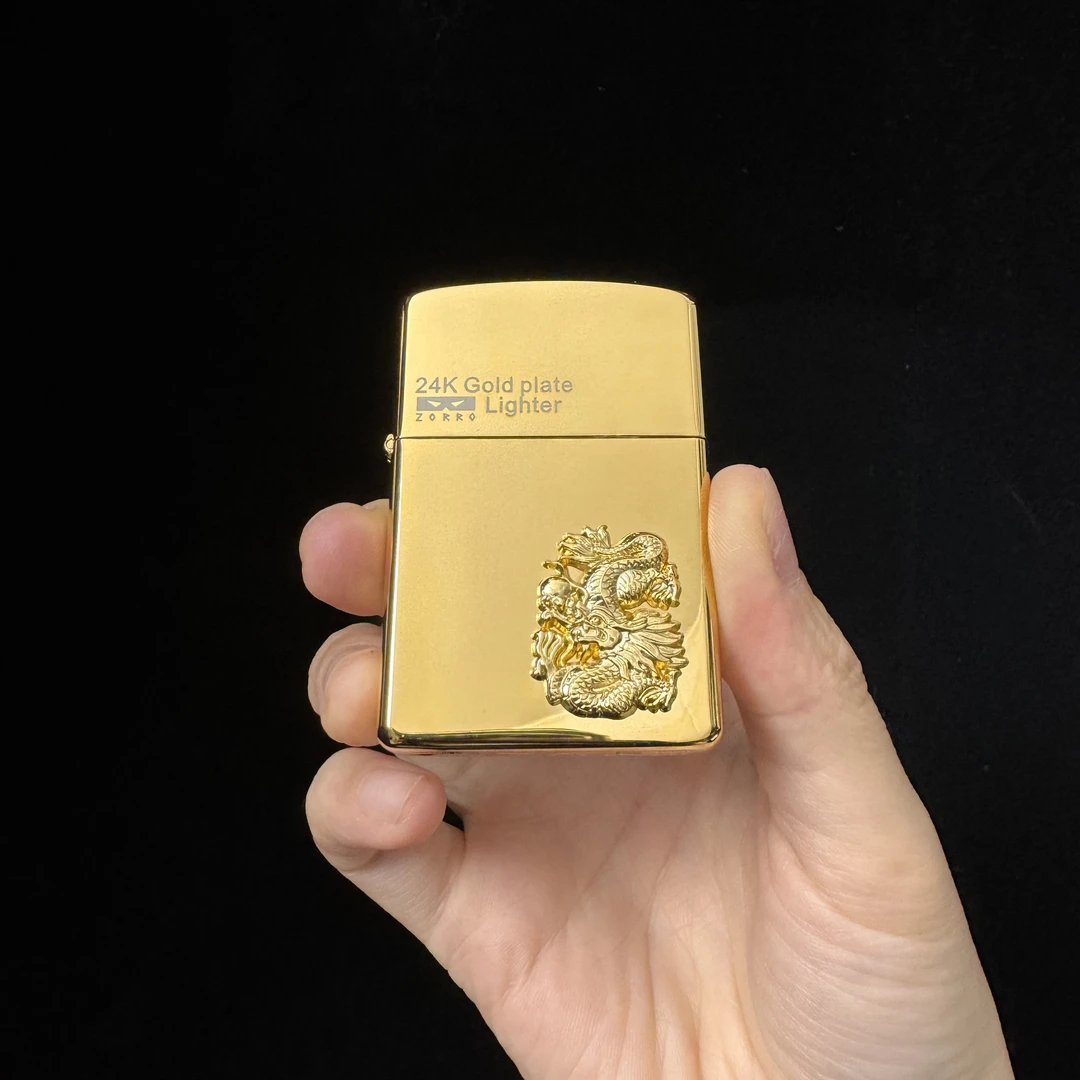 ZORRO佐罗正品24K镀金十二生肖密封内胆煤油防风创意打火机