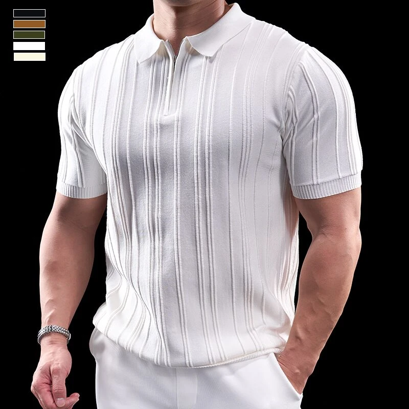 霸道肌肉 夏季男士运动健身跑步训练衣服男款短袖T恤翻领polo衫男