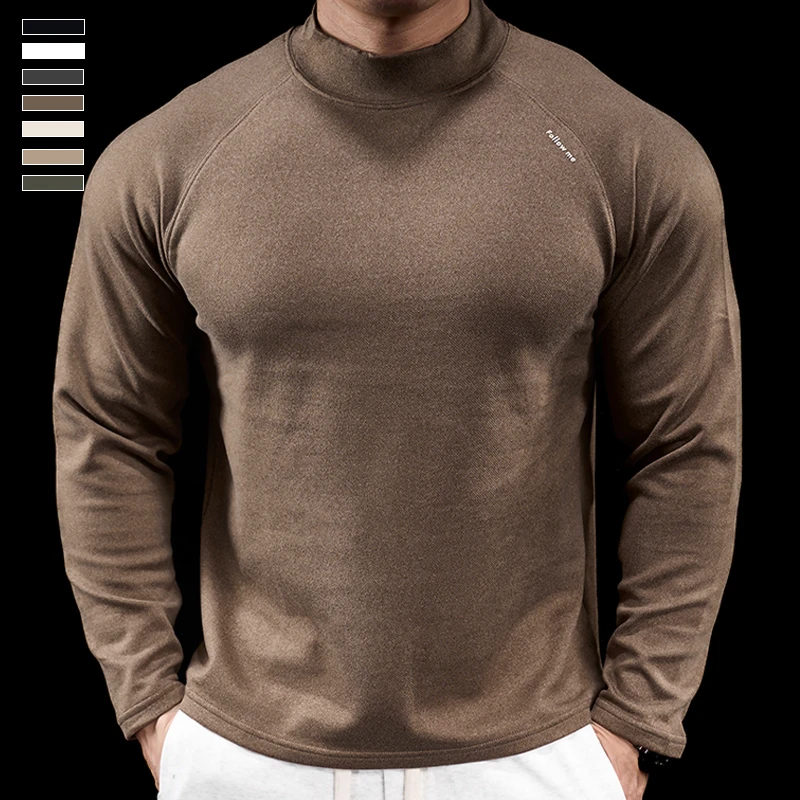 霸道肌肉 秋冬季新款男士运动健身跑步训练服圆领长袖T恤打底衫