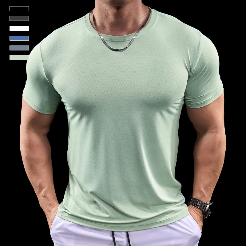 霸道肌肉 夏季新款男士跑步训练户外运动健身速干短袖t恤高弹力男