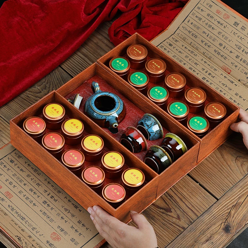 四大茗茶礼盒 大红袍正山小种金骏眉铁观音茶叶礼盒装 送礼-xcxs