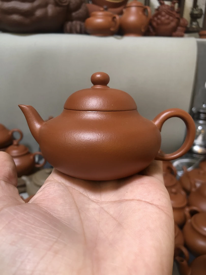 宜兴原矿梨型壶无酸洗生砂生料朱泥轻微微瑕135cc容量亏本出