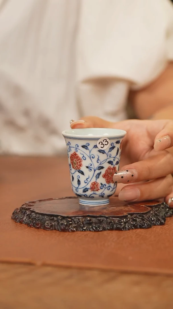 【闪购商品】杯青花釉里和然窑四季花卉闻香杯