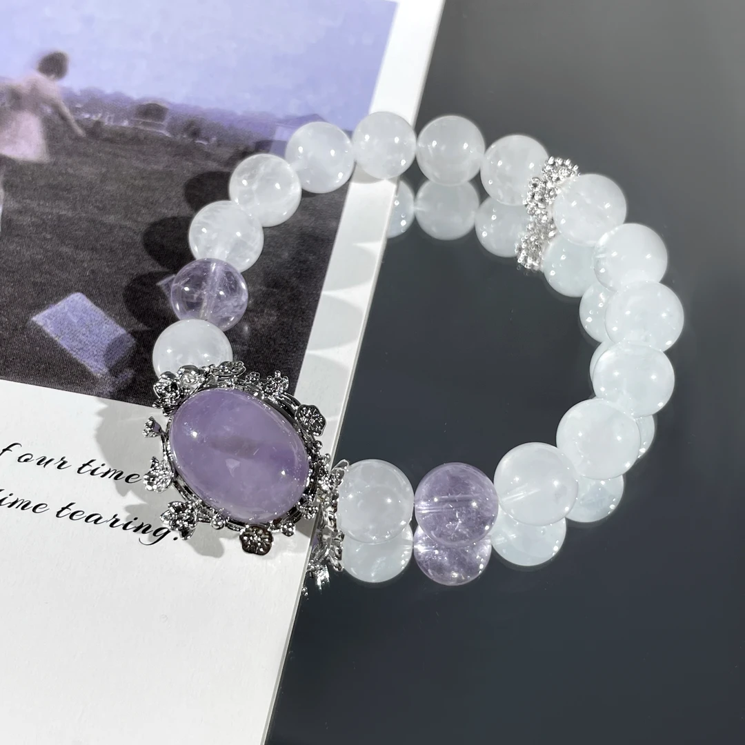 CB2370 白幽灵 熏衣草蛋面 时尚水晶轻奢手串气质