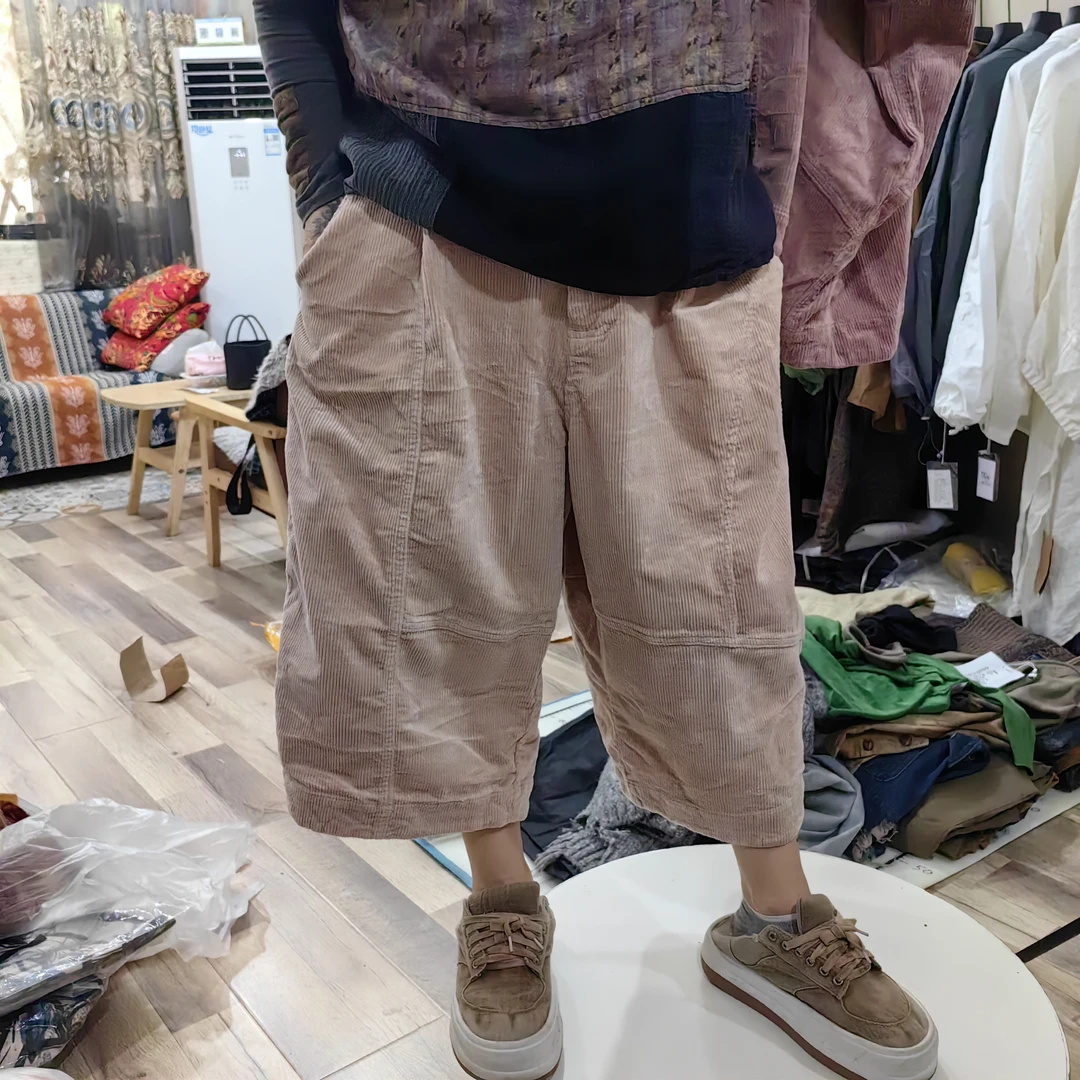 兔子窝秋冬新款灯芯绒宽松裤子