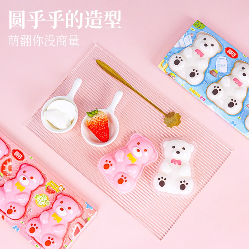 韩仔 果冻布町0脂芒果味草莓酸奶网红小熊低脂吃的解馋儿童小零食