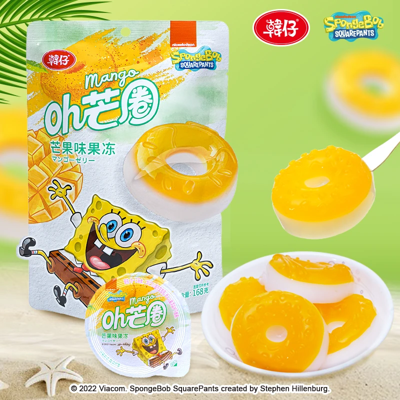 韩仔 海绵宝宝联名果冻芒果布町0脂蒟蒻健康食品儿童休闲解馋零食