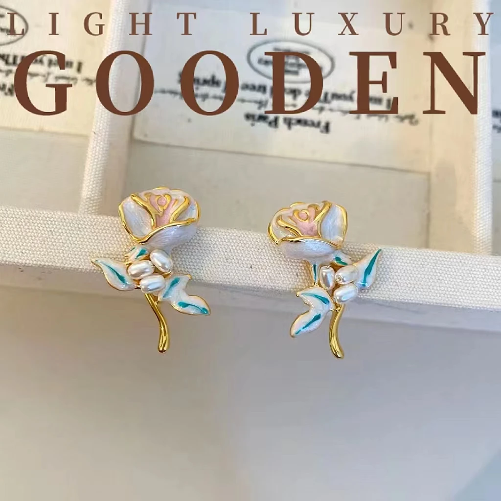 铜合金耳饰 Gooden岛家【雅香】可磨成粉小众设计花朵耳钉时尚耳环