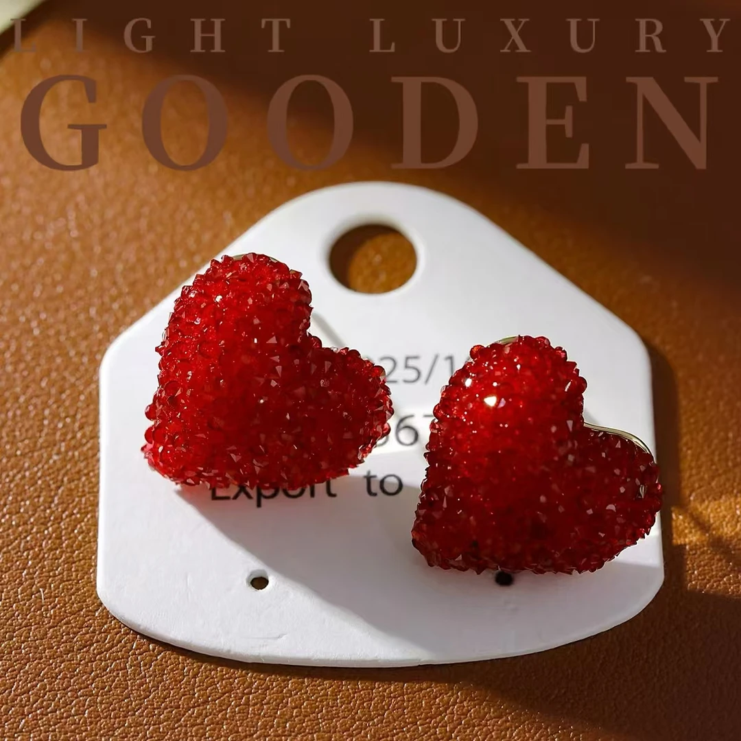 铜合金耳饰 Gooden岛家【红色派对】秋冬款气质精致爱心高级感耳环