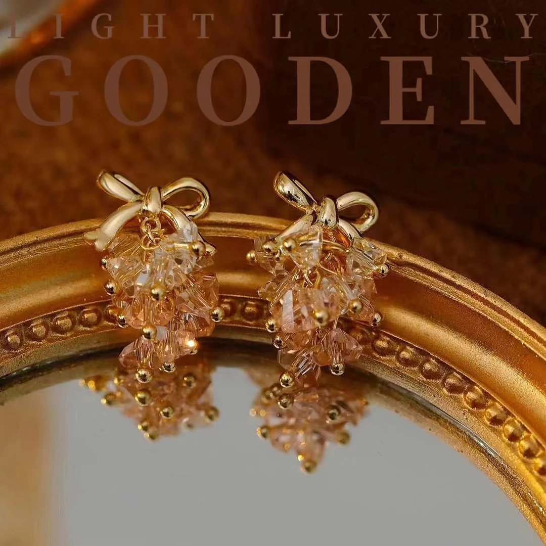 铜合金耳饰 Gooden岛家【花漾】银针甜美可爱粉色葡萄耳环轻奢耳饰